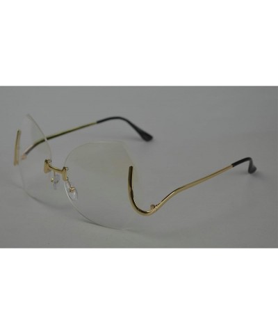 mincl/unique Design Rimless Sunglasses Clear and Color With Box Gold clear $8.80 Rectangular