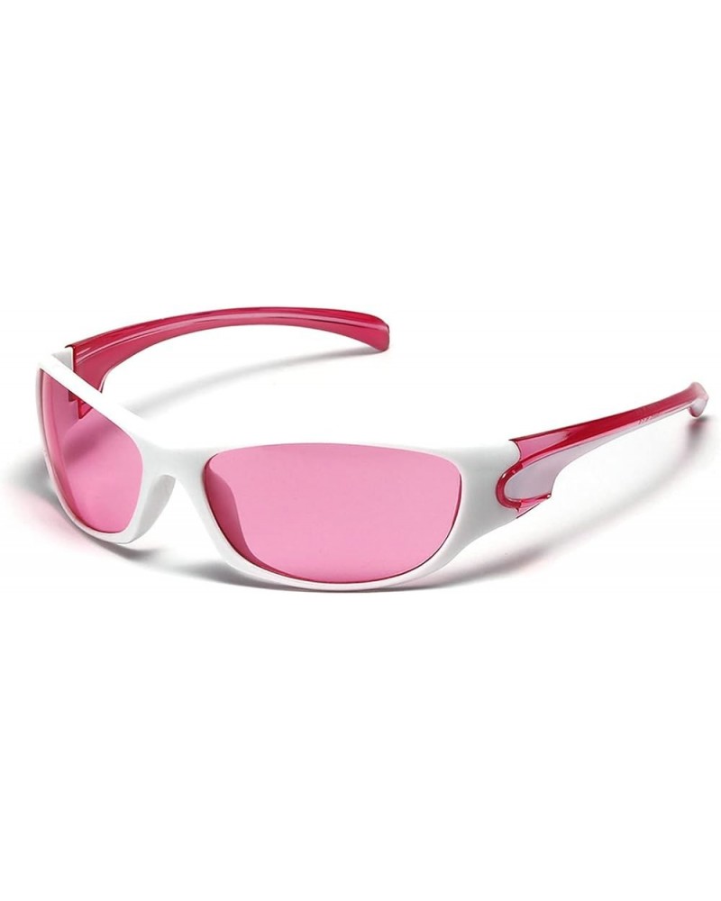 2022 Vintage Y2K Wrap Around Pink Goggles Men Sports Sunglasses Women Fashion Outdoor Punk Glasses Pink $10.97 Sport