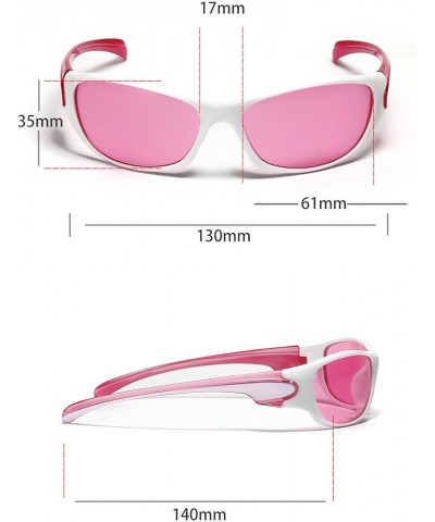 2022 Vintage Y2K Wrap Around Pink Goggles Men Sports Sunglasses Women Fashion Outdoor Punk Glasses Pink $10.97 Sport