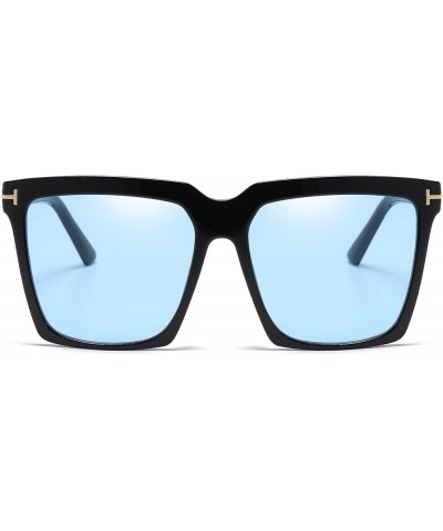 Oversized Square sunglasses for Women Men Black Big Frame Shades Outdoor Sun Glasses UV400 Protection A6 Black/Ocean Blue $8....