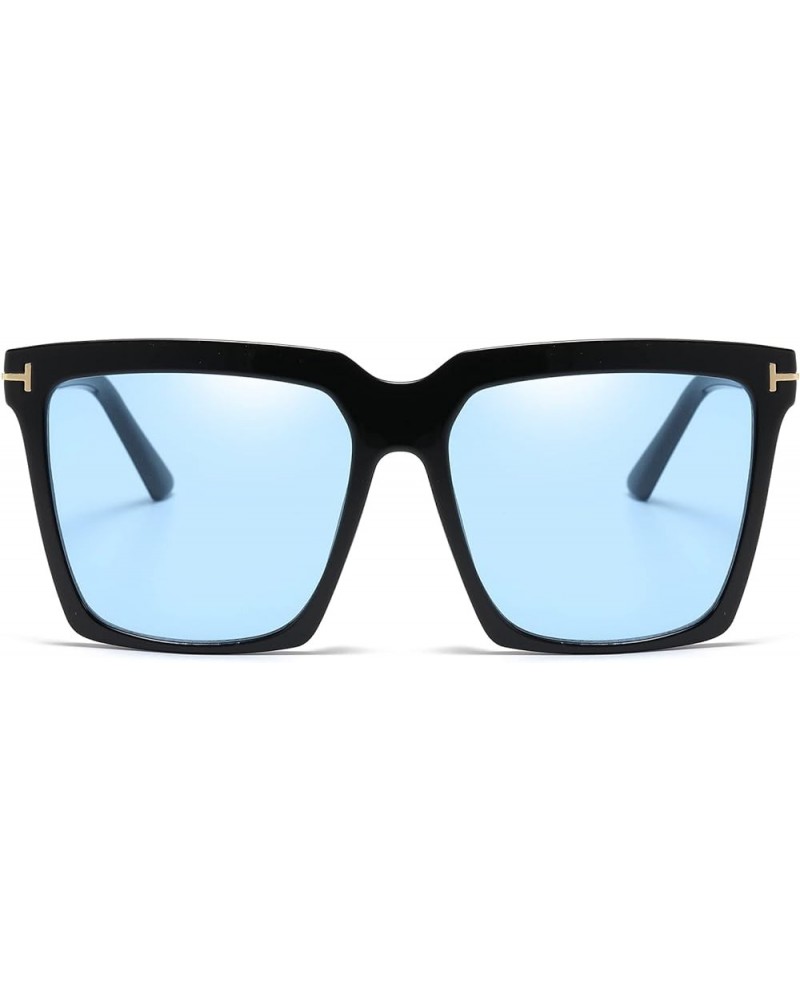 Oversized Square sunglasses for Women Men Black Big Frame Shades Outdoor Sun Glasses UV400 Protection A6 Black/Ocean Blue $8....