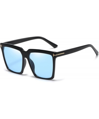 Oversized Square sunglasses for Women Men Black Big Frame Shades Outdoor Sun Glasses UV400 Protection A6 Black/Ocean Blue $8....