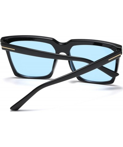 Oversized Square sunglasses for Women Men Black Big Frame Shades Outdoor Sun Glasses UV400 Protection A6 Black/Ocean Blue $8....