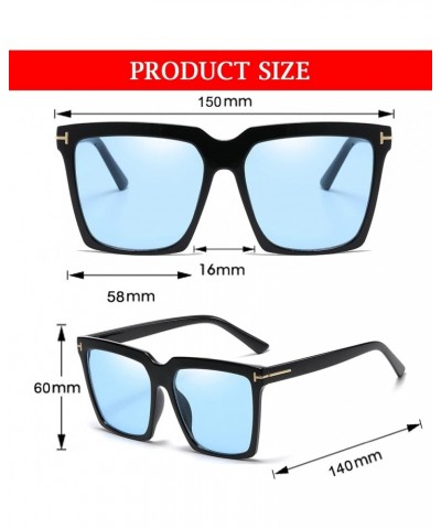 Oversized Square sunglasses for Women Men Black Big Frame Shades Outdoor Sun Glasses UV400 Protection A6 Black/Ocean Blue $8....