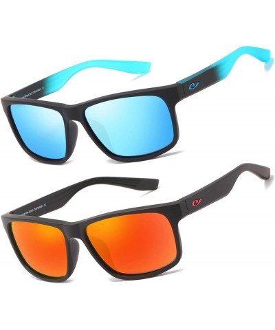 Polarized Sunglasses for Men Women UV400 Protection Trendy Sports Fishing Running Driving Sun Glasses 2pack Black/Blue+black/...