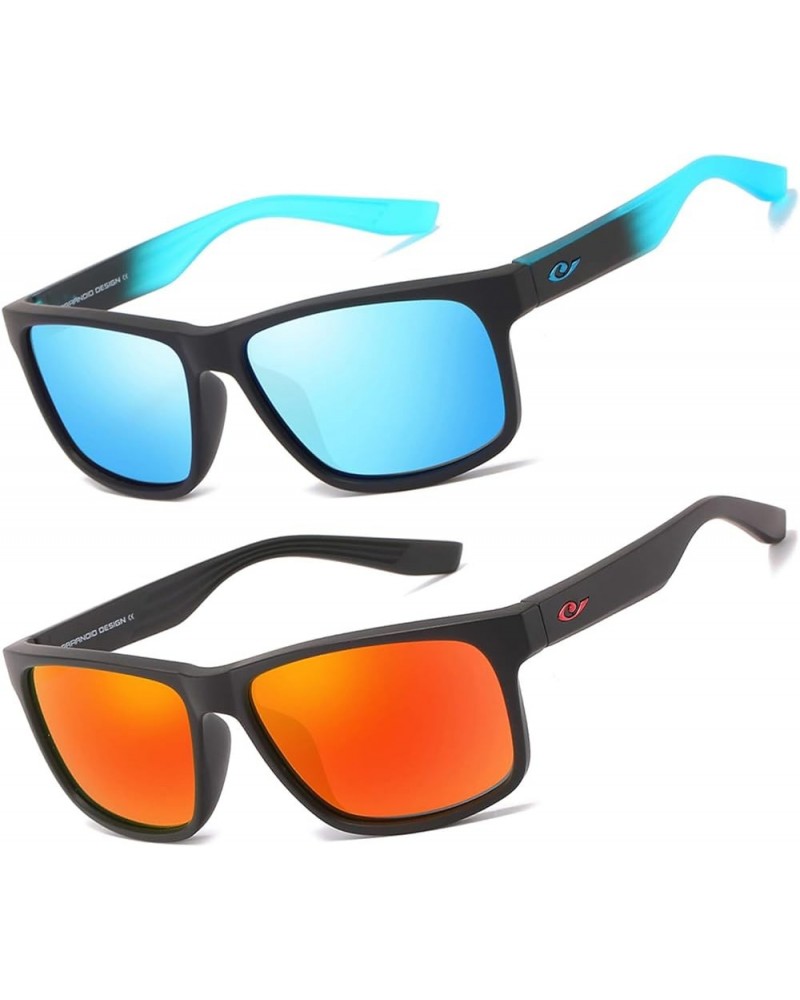 Polarized Sunglasses for Men Women UV400 Protection Trendy Sports Fishing Running Driving Sun Glasses 2pack Black/Blue+black/...