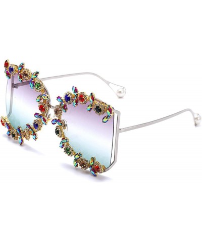 Oversized Sparkling Colorful Rhinestones Sunglasses Female Rave Trendy Halloween party Funny For Woman/Men Glasses Purple&blu...