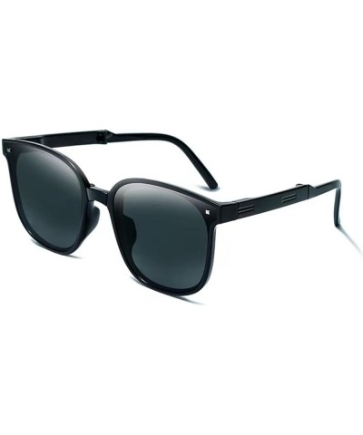 HD Men and Women Portable Folding Sunglasses with Storage Box (Color : B, Size : 1) 1 B $16.21 Designer