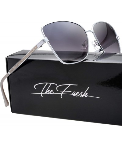 Classic Crystal Elegant Women Beauty Design Sunglasses Gift Box L176-silver Grey Gradient $9.17 Oval