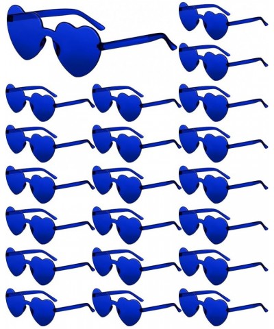 20 Pairs Heart Shaped Rimless Sunglasses Cute Candy Color Frameless Glasses Trendy Eyewear Dark Blue $12.15 Heart