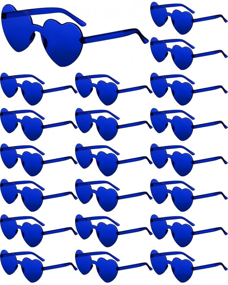 20 Pairs Heart Shaped Rimless Sunglasses Cute Candy Color Frameless Glasses Trendy Eyewear Dark Blue $12.15 Heart