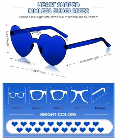 20 Pairs Heart Shaped Rimless Sunglasses Cute Candy Color Frameless Glasses Trendy Eyewear Dark Blue $12.15 Heart