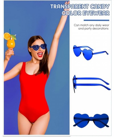 20 Pairs Heart Shaped Rimless Sunglasses Cute Candy Color Frameless Glasses Trendy Eyewear Dark Blue $12.15 Heart