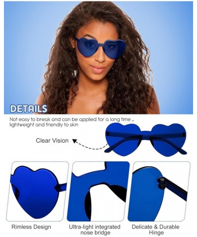 20 Pairs Heart Shaped Rimless Sunglasses Cute Candy Color Frameless Glasses Trendy Eyewear Dark Blue $12.15 Heart