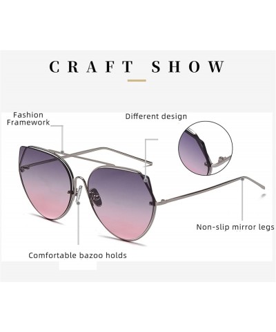 Men and Women Metal Cat Eye Street Fashion Sunglasses Sunglasses Womens (Color : F, Size : Medium) Medium F $22.49 Designer