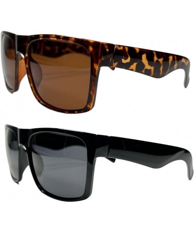 Men's Large Size Porlarized Sunglasses 2 Pack ( Gloss Black / Tortoise ) $11.59 Square