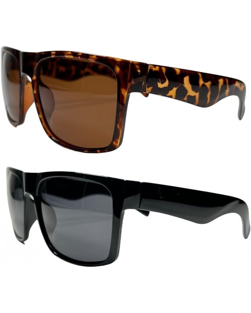 Men's Large Size Porlarized Sunglasses 2 Pack ( Gloss Black / Tortoise ) $11.59 Square