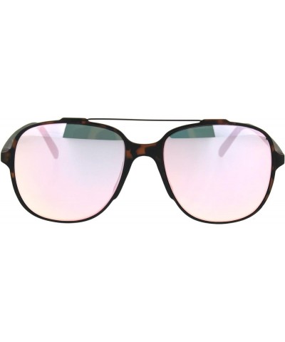 Retro Fashion Womens Sunglasses Lite Weight Matted Soft Square Mirror Lens Tortoise (Pink Mirror) $9.57 Square