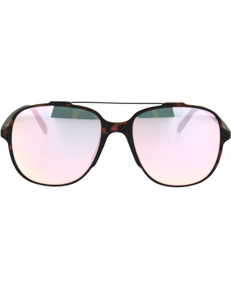 Retro Fashion Womens Sunglasses Lite Weight Matted Soft Square Mirror Lens Tortoise (Pink Mirror) $9.57 Square