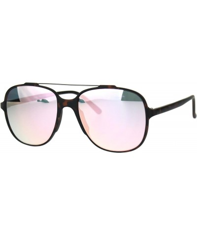 Retro Fashion Womens Sunglasses Lite Weight Matted Soft Square Mirror Lens Tortoise (Pink Mirror) $9.57 Square