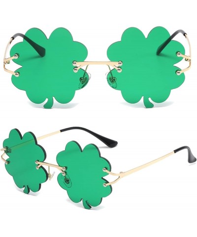 St. Patrick's Day Irish Shamrock Sunglasses Green Four Leaf Clover Leprechaun Costume Glasses Party Favors Eyewear (1 Pairs) ...