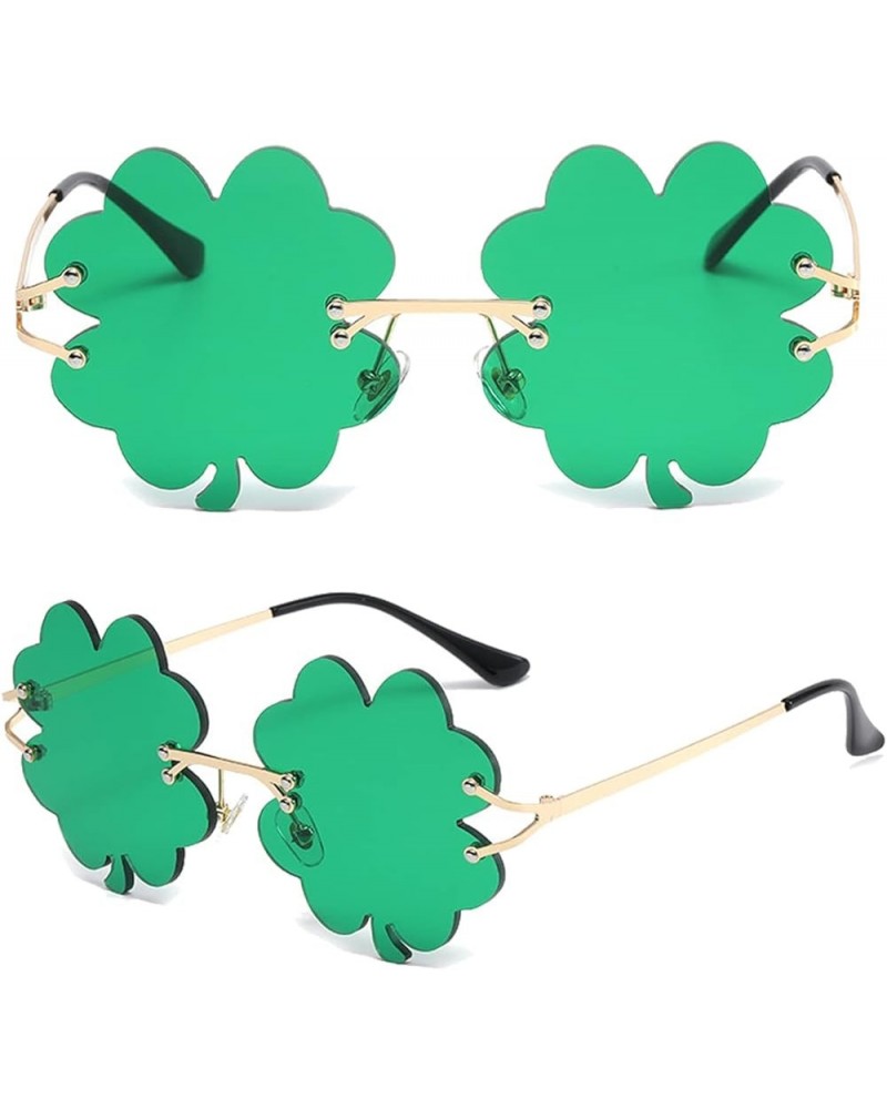 St. Patrick's Day Irish Shamrock Sunglasses Green Four Leaf Clover Leprechaun Costume Glasses Party Favors Eyewear (1 Pairs) ...