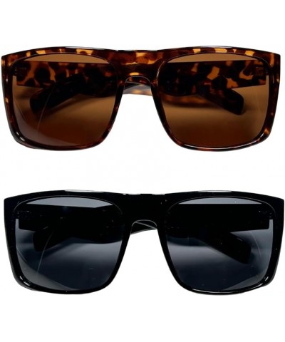 Men's Large Size Porlarized Sunglasses 2 Pack ( Gloss Black / Tortoise ) $11.59 Square