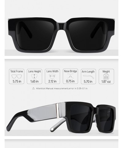 Polarized Square Sunglasses for Women: UV-Protection Vintage Retro Shades With Chunky Acetate Frame BC2004 E-black Lens $15.1...