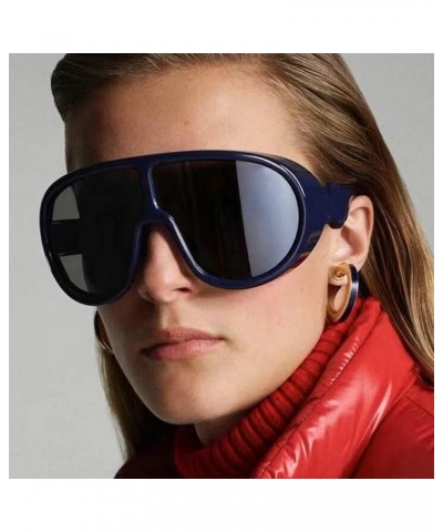 Oversized One Piece Sunglasses for Women Men Flat Top Trendy Shades Retro Design Outdoor Male Pilot Sun Glasses Silver $14.39...