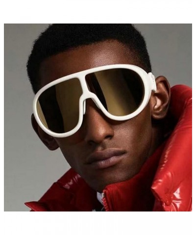 Oversized One Piece Sunglasses for Women Men Flat Top Trendy Shades Retro Design Outdoor Male Pilot Sun Glasses Silver $14.39...