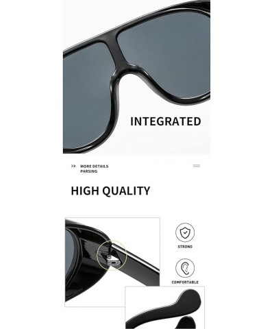 Oversized One Piece Sunglasses for Women Men Flat Top Trendy Shades Retro Design Outdoor Male Pilot Sun Glasses Silver $14.39...