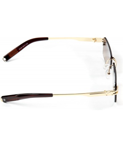 Men's Elegant Vintage Gold Frame Brown Tint Rimless Hip Hop Sunglasses $9.87 Rimless