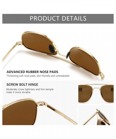 Men's Military Style Polarized Pilot Aviator Sunglasses Bayonet Temples Gold Frame/Brown Lens $15.79 Pilot