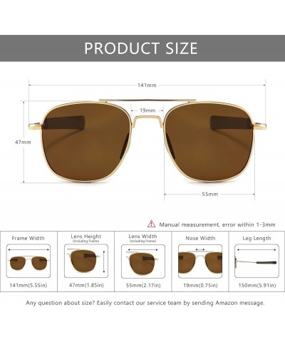 Men's Military Style Polarized Pilot Aviator Sunglasses Bayonet Temples Gold Frame/Brown Lens $15.79 Pilot