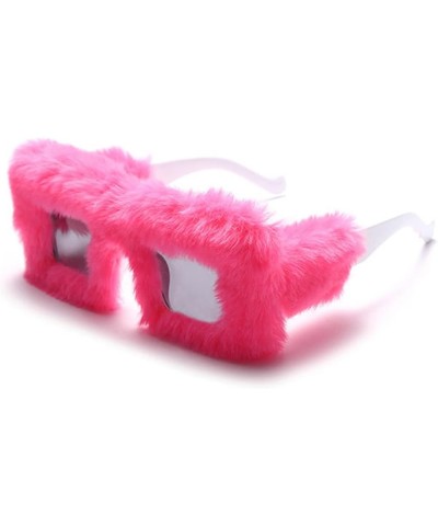 Oversized Square Sunglasses Women Men Soft Furry Party Sun Glasses Ladies Eyewear Pink $11.21 Square