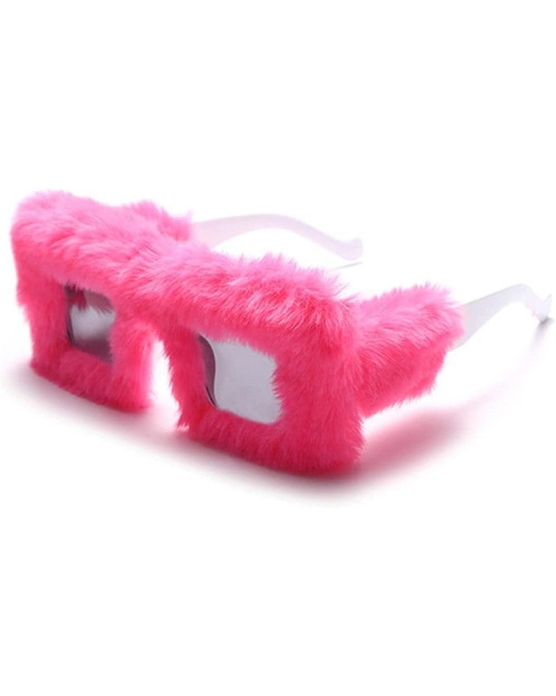 Oversized Square Sunglasses Women Men Soft Furry Party Sun Glasses Ladies Eyewear Pink $11.21 Square