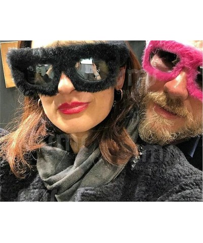 Oversized Square Sunglasses Women Men Soft Furry Party Sun Glasses Ladies Eyewear Pink $11.21 Square