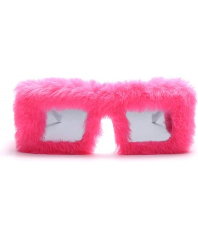 Oversized Square Sunglasses Women Men Soft Furry Party Sun Glasses Ladies Eyewear Pink $11.21 Square