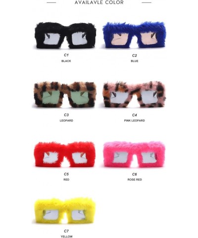 Oversized Square Sunglasses Women Men Soft Furry Party Sun Glasses Ladies Eyewear Pink $11.21 Square