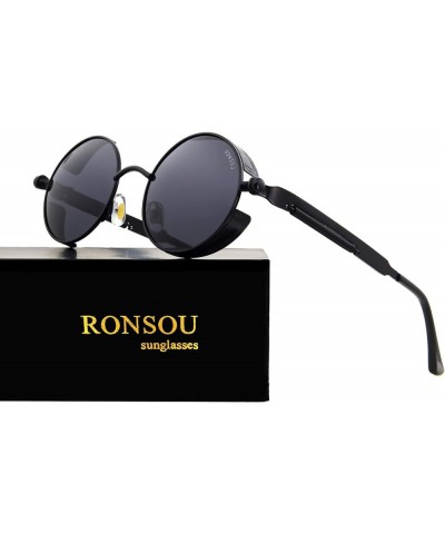 Steampunk Style Round Vintage Polarized Sunglasses Retro Eyewear UV400 Protection Matel Frame B1 Black Frame/Gray Lens $10.19...