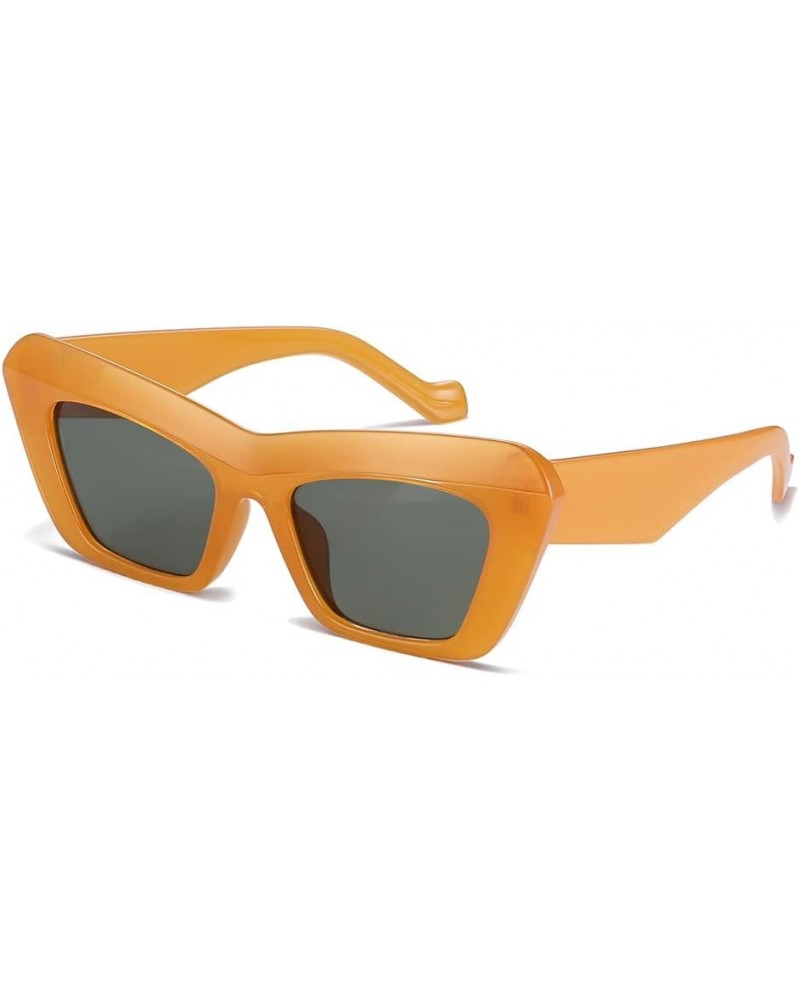 Vintage Square Cat Eye Sunglasses For Women Men Y2K Retro 70s 90s Classic Cateye Shades Sun Glasses Trendy UV400 Orange $6.88...