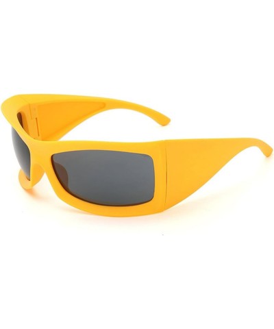 Oversized Wrap Around Y2K Sunglasses Women 2022 Vintage Punk Sun Glasses Men Cool Shades UV400 Yellow $11.14 Oversized