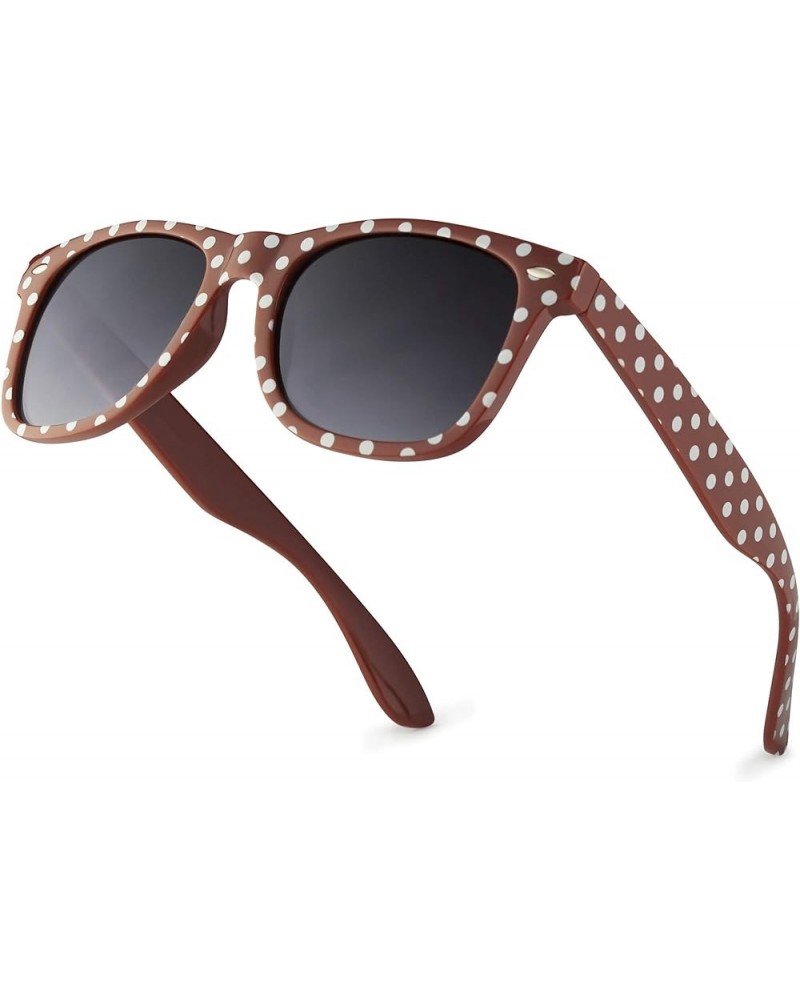 Polka Dot Vintage Fashion Sunglasses for Women UV400 Brown Caramel $8.66 Wayfarer