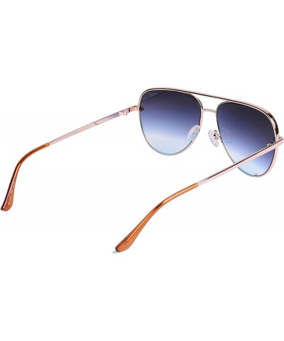 Fashionable Metal Aviator Sunglasses with Oversize Flat Reflective Mirror Lenses (GEMINI) Rose Gold/Pink & Gray Gradient $12....