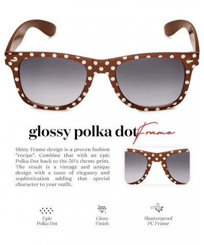 Polka Dot Vintage Fashion Sunglasses for Women UV400 Brown Caramel $8.66 Wayfarer