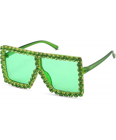 Bling Bedazzled Elton Sunglasses Womens Mens, 70s Disco Rhinestone Glasses Sparkly Glitter Diamond Festival Shades Green $8.6...