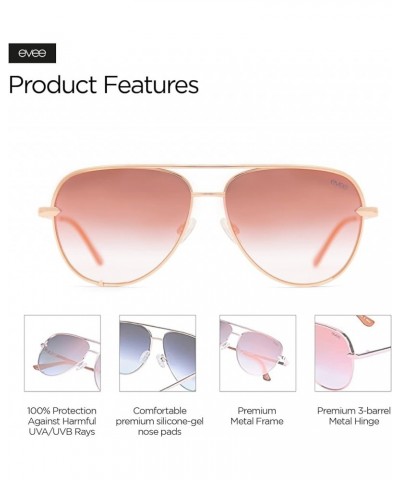 Fashionable Metal Aviator Sunglasses with Oversize Flat Reflective Mirror Lenses (GEMINI) Rose Gold/Pink & Gray Gradient $12....