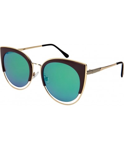 Edge-I-Wear Bold Oversized Cut Out Cat Eye Sunglasses with Flat Colored Mirror Lens 3309-FLREV-2(G+BRN.gnrev3) $8.54 Oversized