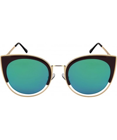 Edge-I-Wear Bold Oversized Cut Out Cat Eye Sunglasses with Flat Colored Mirror Lens 3309-FLREV-2(G+BRN.gnrev3) $8.54 Oversized