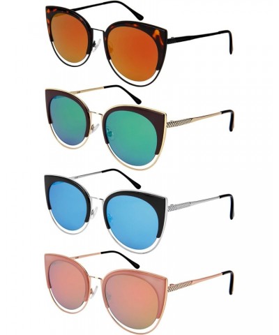 Edge-I-Wear Bold Oversized Cut Out Cat Eye Sunglasses with Flat Colored Mirror Lens 3309-FLREV-2(G+BRN.gnrev3) $8.54 Oversized